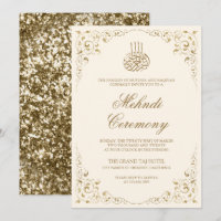 Rustic Swirl Frame Cream and Gold Muslim Mehndi