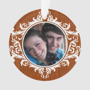 Rustic Swirls Holiday Photo Ornament