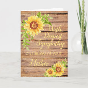 Rustic Sympathy Mother Floral Yellow Sunflower Card