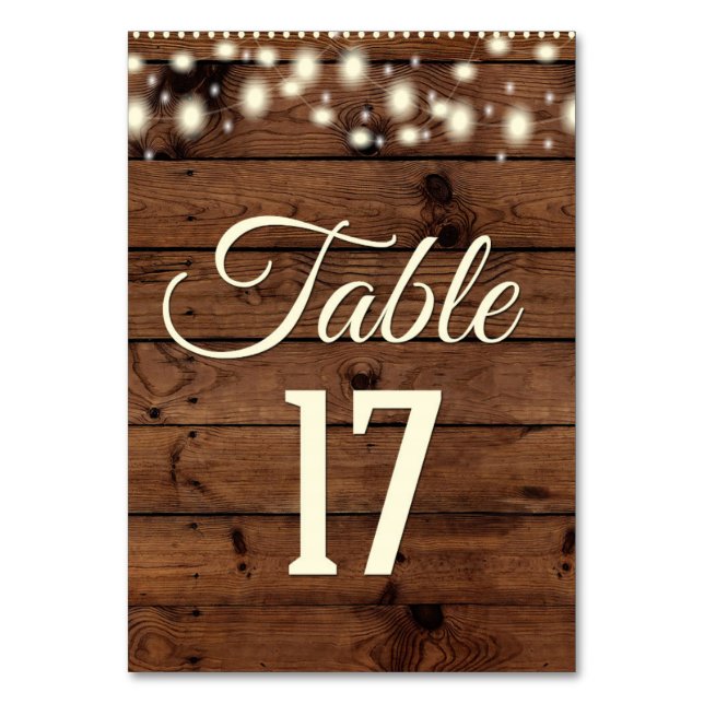 Rustic Table Number, Number 17, SEVENTEEN Table Number (Front)