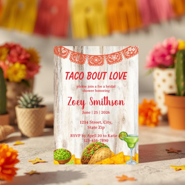 Rustic Taco ‘Bout Love Bridal Shower Invitation (Créateur téléchargé)