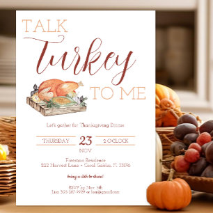 Rustic Talk Turkey Thanksgiving Dinner Invite