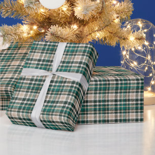Rustic Tan and Green Plaid Wrapping Paper