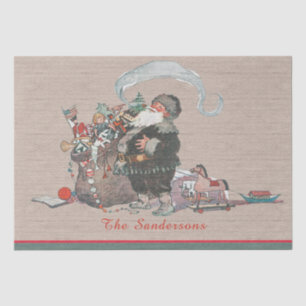 Rustic Tan Christmas Vintage Old World  Santa Tissue Paper