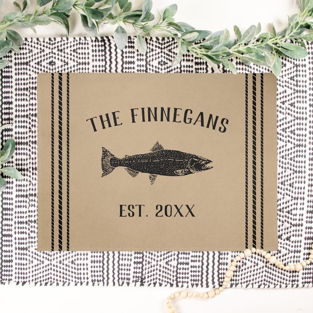 Rustic Tan Fish Personalized Doormat (Creator Uploaded)