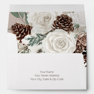 Rustic Tan Pine Winter Sparkle Wedding Envelope