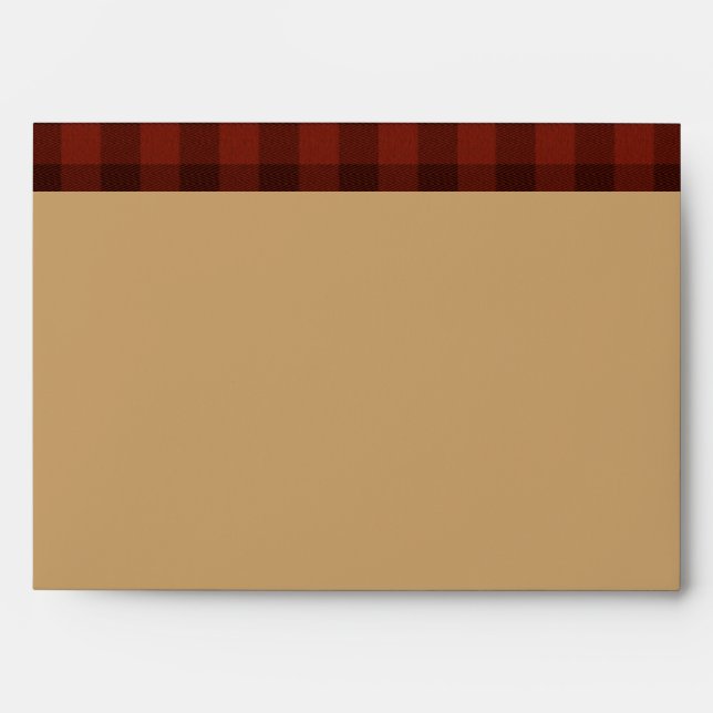 Rustic Tan, Red Black Plaid Envelope for 5x7 Sizes (Front)