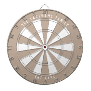 Rustic Tan & White Personalized Family Established Dartboard