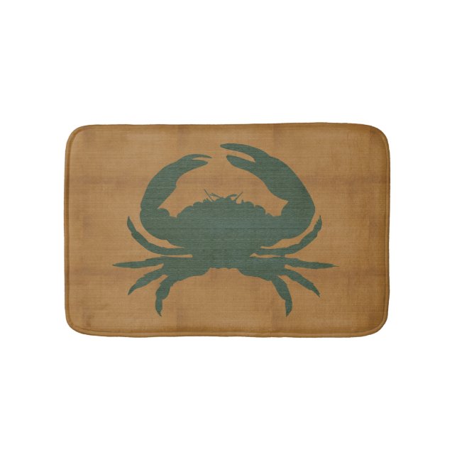 Rustic Tan with Dark Green Crab Bath Mat (Front)