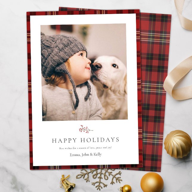 Rustic Tartan Border Christmas Holiday card (Creator Uploaded)