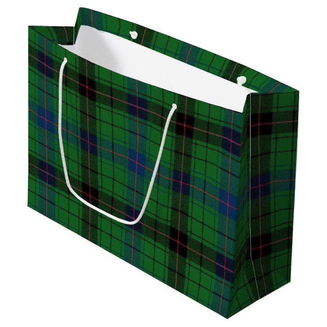 Rustic Tartan Classic Green Check Plaid Large Gift Bag (Front Angled)