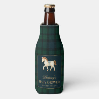 Rustic Tartan Plaid Horse Baby Shower  Bottle Cooler