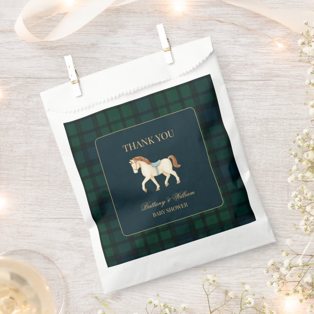 Rustic Tartan Plaid Horse Baby Shower  Favour Bag (Clipped)