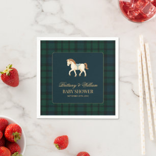 Rustic Tartan Plaid Horse Baby Shower Napkin