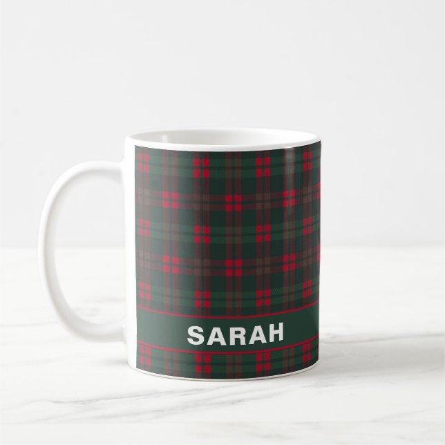 Rustic Tartan Plaid Name Coffee Mug (Left)