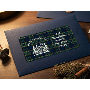 Rustic Tartan Plaid Woodland Cabin Address Label