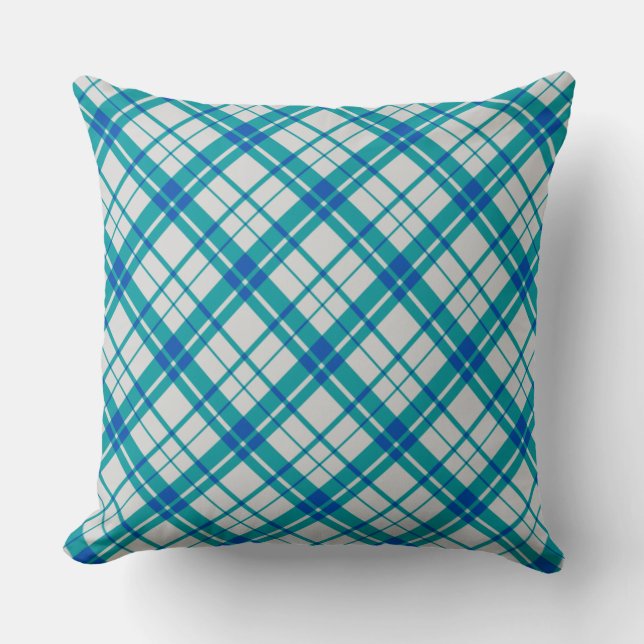 Rustic tartan scottish blue pattern British clan Throw Pillow (Front)
