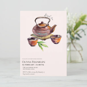 Rustic, tea party baby shower invitation