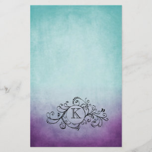 Rustic Teal and Purple Bohemian  Flourish Stationery