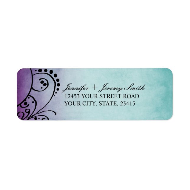 Rustic Teal and Purple Bohemian Return Address (Front)