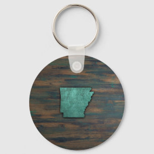 Rustic Teal Arkansas Shape Keychain
