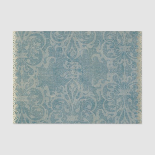 rustic,teal,beige,damask,floral,wallpaper,belle ép tissue paper (Front)