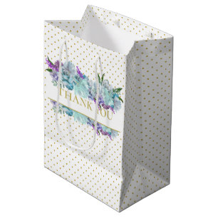 Rustic Teal Blue Bouquet Bridal Shower Party Medium Gift Bag