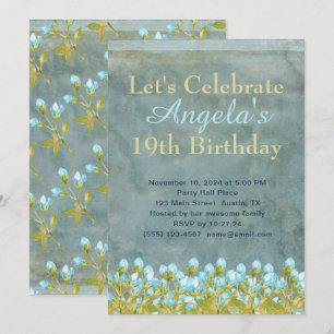Rustic Teal Blue Watercolor Art Invitation