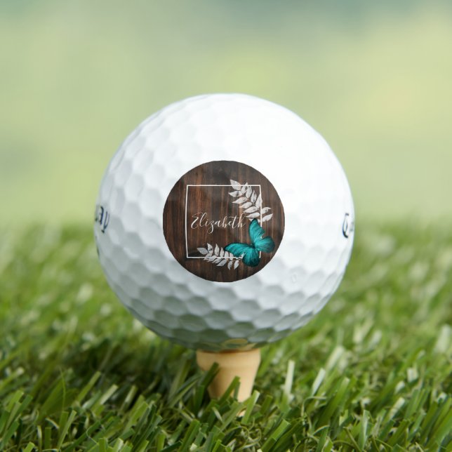 Rustic Teal Butterfly Golf Balls (Insitu Tee)