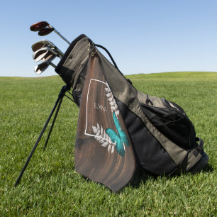 Rustic Teal Butterfly Golf Towel