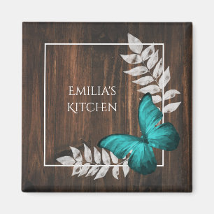 Rustic Teal Butterfly Magnet
