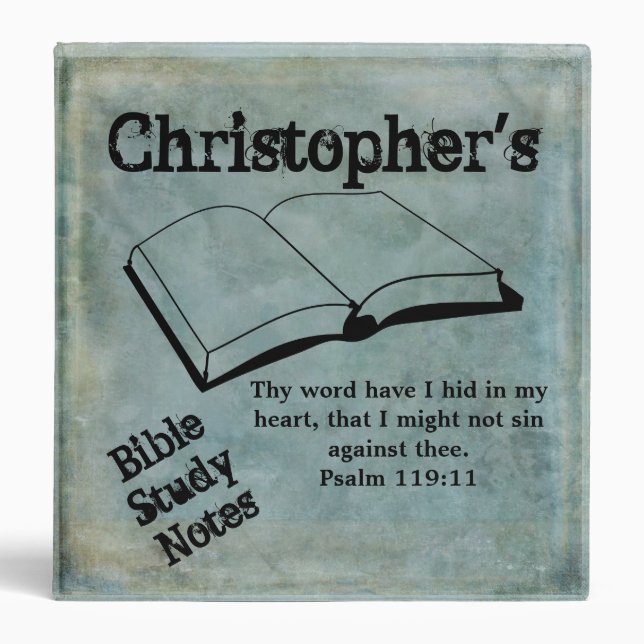 Rustic Teal Customizable Bible Study Binder (Front)