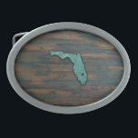 Rustic Teal Florida Shape Belt Buckle<br><div class="desc">Rustic Teal Florida Shape</div>
