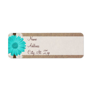 Rustic Teal Gerber Daisy Return Address Labels