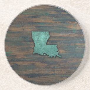 Rustic Teal Louisiana Shape Coaster