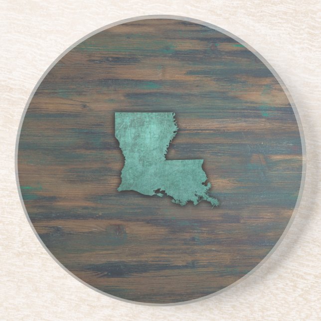 Rustic Teal Louisiana Shape Coaster (Front)