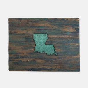 Rustic Teal Louisiana Shape Doormat