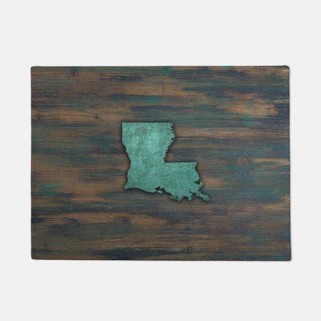 Rustic Teal Louisiana Shape Doormat (Front)