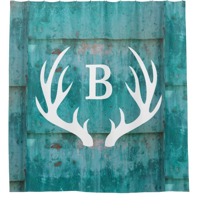 Rustic Teal Rusted Metal Sheets & White Antlers (Front)