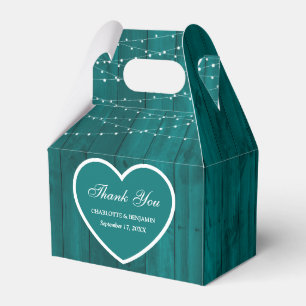 Rustic Teal Wood Wedding Thank You Favor Box
