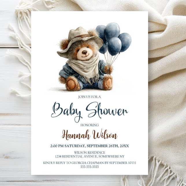 Rustic Teddy Bear Baby Shower Invitation (Créateur téléchargé)
