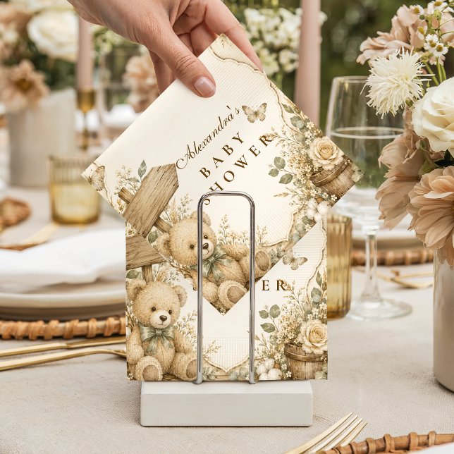Rustic Teddy Bear Baby Shower Napkin (Creator Uploaded)