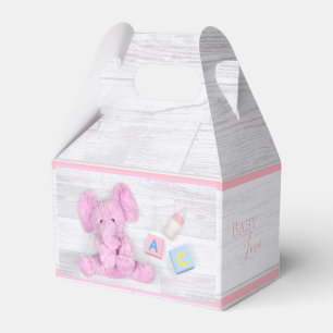 Rustic Teddy Bear Pink Baby Shower Favor Box