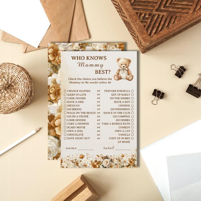 Rustic Teddy Bear Who Knows Mommy Best Baby Shower (Creator Uploaded)