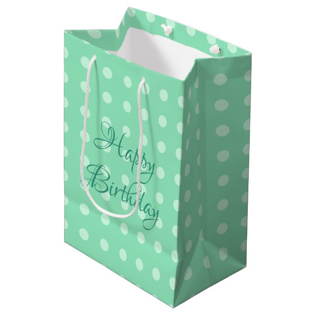 Rustic Template Happy Birthday Polka Dotted Medium Gift Bag (Front Angled)