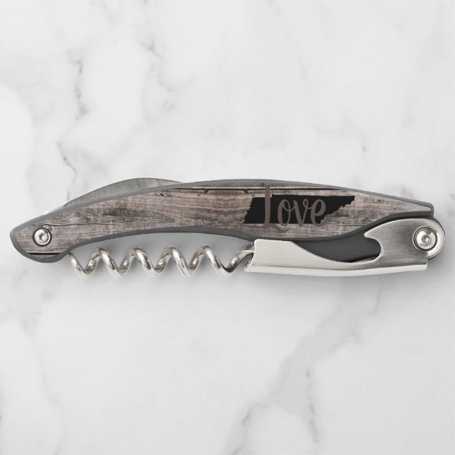 rustic TENNESSEE LOVE in script Corkscrew (Back)