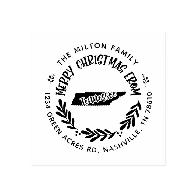 rustic tennessee merry christmas return address rubber stamp (Imprint)