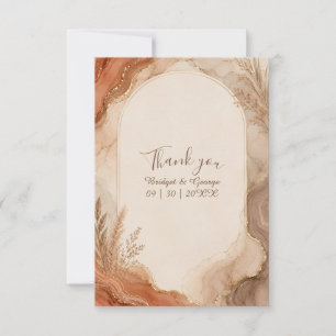 Rustic Terracotta Agate marble boho Wedding Thank You Card
