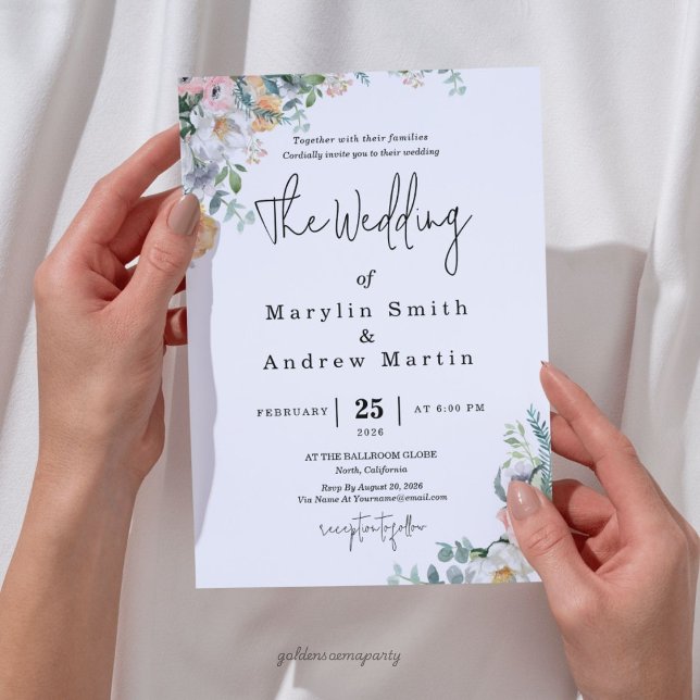 Rustic Terracotta and Orange Autumn Floral wedding Invitation (Rustic Terracotta and Orange Autumn Floral wedding Invitation)