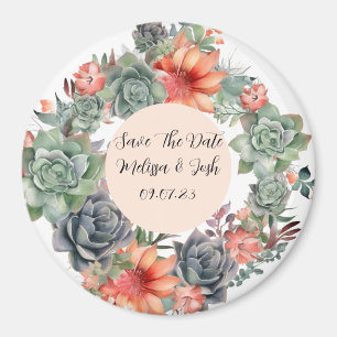 Rustic Terracotta and Silver Sage Wreath Magnet